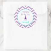 Violet Chevron Custom Happy Birthday Stickers (Tasche)