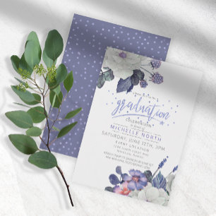 Violet Confetti Floral Abschluss ID509 Einladung