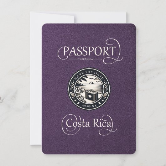 Violet Costa Rica Passport Save The Date (Vorderseite)