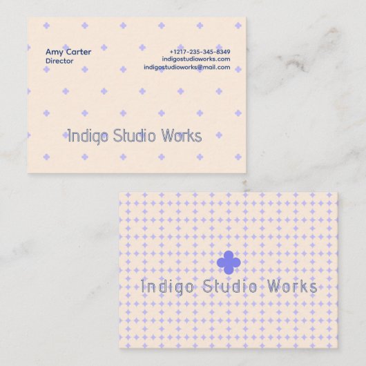 Violet Cream Yellow Flower Modern Business Card Visitenkarte (Vorne/Hinten)