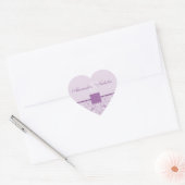 Violet Damask & Quatrefolienkopfkleber Herz-Aufkleber (Umschlag)