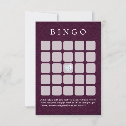 Violet Damask Wedding/Brautparty Bingo Cards (Vorderseite)