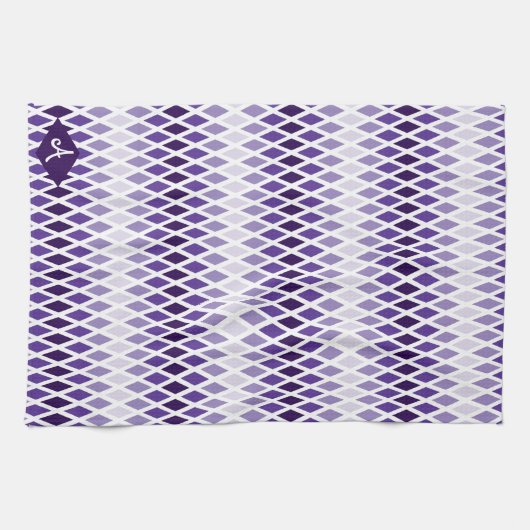 Violet Diamond Ombre Monogram Geschirrtuch (Horizontal)