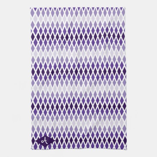 Violet Diamond Ombre Monogram Geschirrtuch (Vertikal)