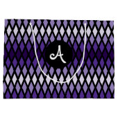 Violet Diamond Ombre Monogram Große Geschenktüte (Rückseite)