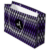 Violet Diamond Ombre Monogram Große Geschenktüte (Vorderseite Schrägansicht)