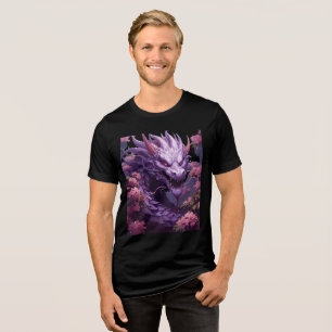 Violet Dragon Among Sakura Blossoms Tri-Blend Shirt