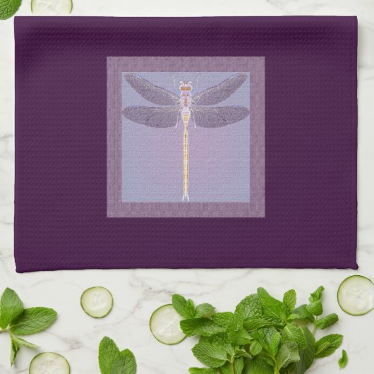 Violet Dragonfly Geschirrtuch (Gefaltet)