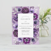 Violet Dramatic Botanical Wedding Einladung (Stehend Vorderseite)