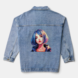 Violet Dream: Anime Girl in stilvollem Ambiente Jeansjacke