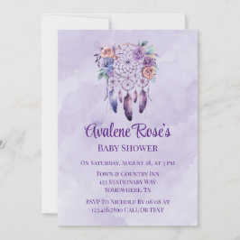 Violet Dreamcatcher und Blume Girl Baby Dusche Einladung