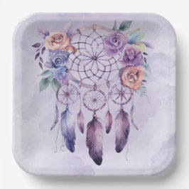 Violet Dreamcatcher und Blume Girl Baby Dusche Pappteller