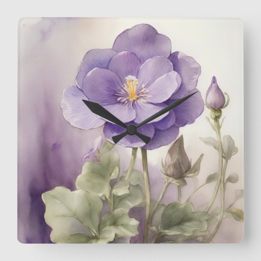 Violet Dreams Quadratische Wanduhr (Vorderseite)