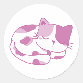 Violet Dreams: Schlafen Kitten Runder Aufkleber