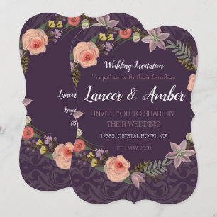 Violet Elegante Rosa Hochzeitskarte Save The Date