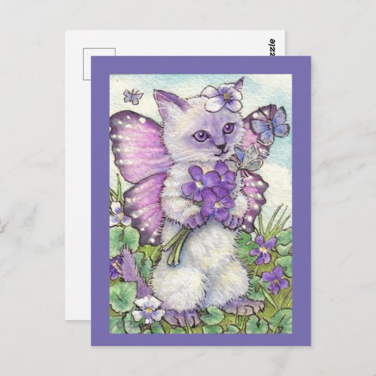 Violet Fairy Niedlich Siamese Kitten Postkarte (Vorne/Hinten)