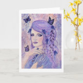 Violet Fantasy Frau Grußkarte von Renee Lavoie Karte (Gelbe Blume)