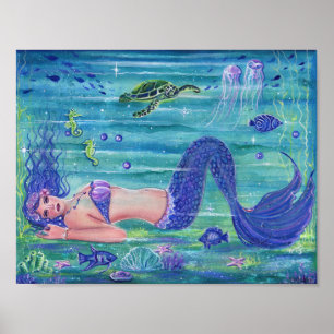 Violet Fantasy Mermaid Poster drucken Renee Lavoie