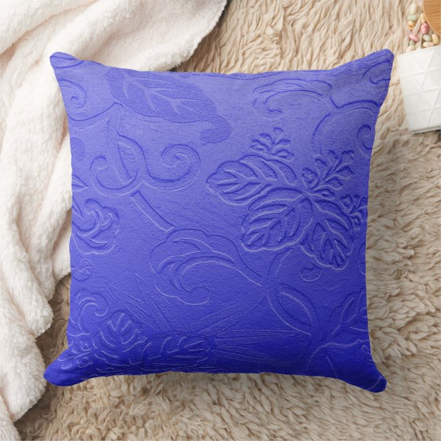 Violet Faux Embossed Leaves Pattern Kissen (Decke)