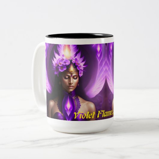 Violet Flame Angel Zweifarbige Tasse (Vorderseite Links)