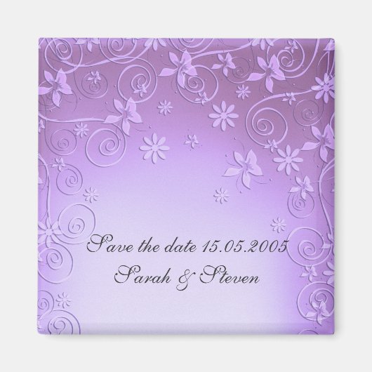 Violet Floral Art Rett date Magnet (Vorne)