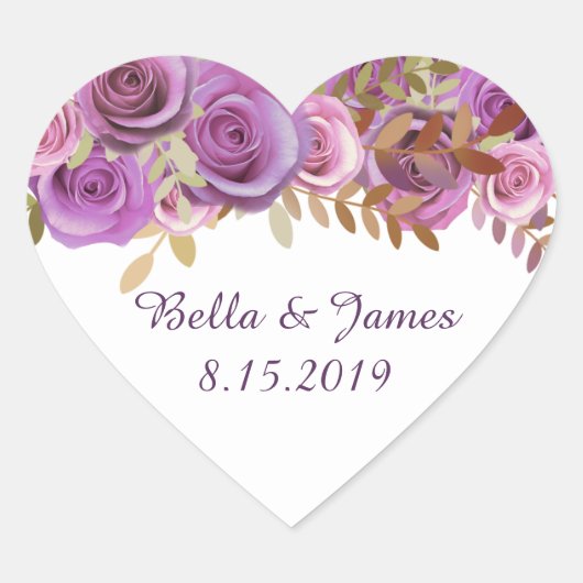 Violet Floral Boho Heart Sticker (Vorderseite)