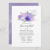 Violet Floral Bridal oder Babydusche per Mail Einladung (Vorne/Hinten)