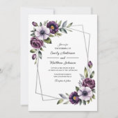 Violet Floral Frame Wedding Invitation Einladung (Vorderseite)
