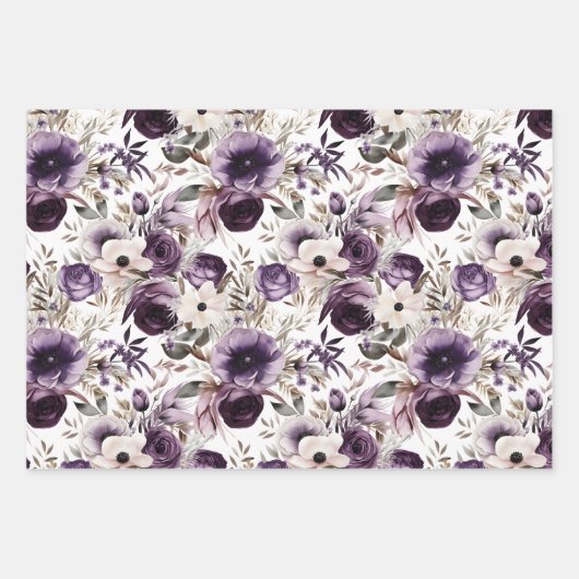 Violet Floral Geschenkpapier Set (Vorderseite 3)