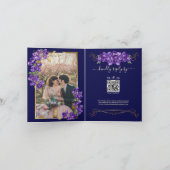 Violet Floral Gold Frame Elegant Folded Invitation Einladung (Innenseite)