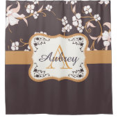Violet Floral Monogramm Duschvorhang (Vorderseite)