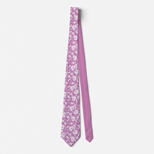 Violet Floral Pattern Custom Necktie Krawatte (Vorderseite)