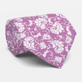 Violet Floral Pattern Custom Necktie Krawatte (Gerollt)