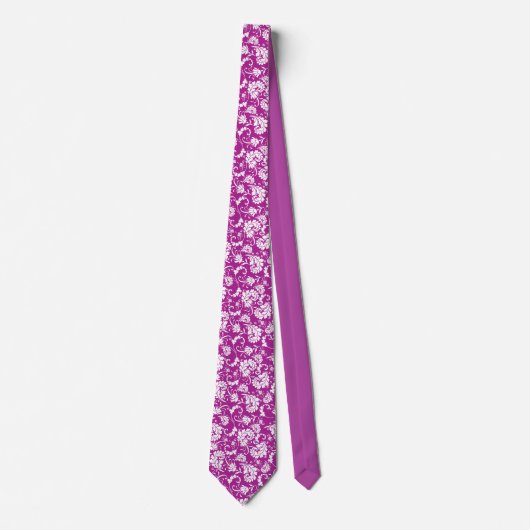 Violet Floral Pattern Custom Necktie Krawatte (Vorderseite)