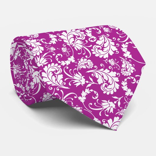 Violet Floral Pattern Custom Necktie Krawatte (Gerollt)