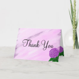Violet Floral Watercolor Monogram Wedding Dankeskarte
