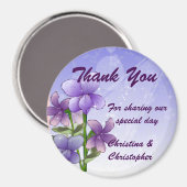 Violet Floral Wedding Danke Bomboniere Magnet (Vorderseite/Rückseite)