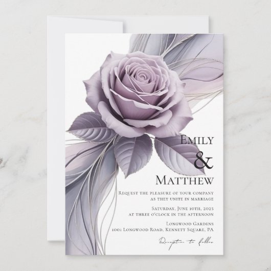Violet Floral Wedding Invitation Einladung (Vorderseite)