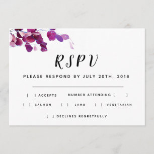 Violet Floral Wedding RSPV Einladung
