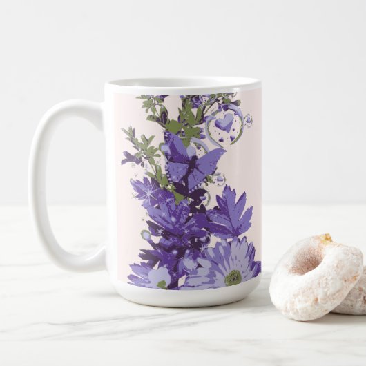 Violet Florals Kaffeetasse (Mit Donut)