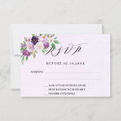 Violet florals Lavendel Hochzeit Reaktion RSVP Kar Karte (Vorderseite)