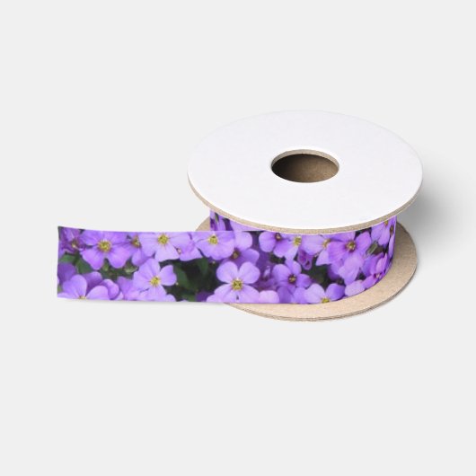 Violet Flowers Satin Ribbon Violets Spring Satinband (Spule)