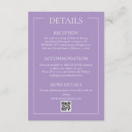 Violet Formal Wedding Details Umschließungskarte Begleitkarte