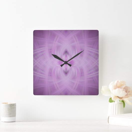 VIOLET - Fraktal Art - Quadratische Wanduhr (Zuhause)