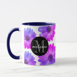 Violet Fuchsia Daisies Fügen Sie Ihren Namen und I Tasse