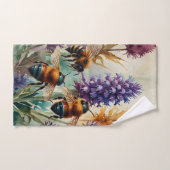 Violet Garden Buzz | Aquarellmalerei Badhandtuch Set (Handtuch)