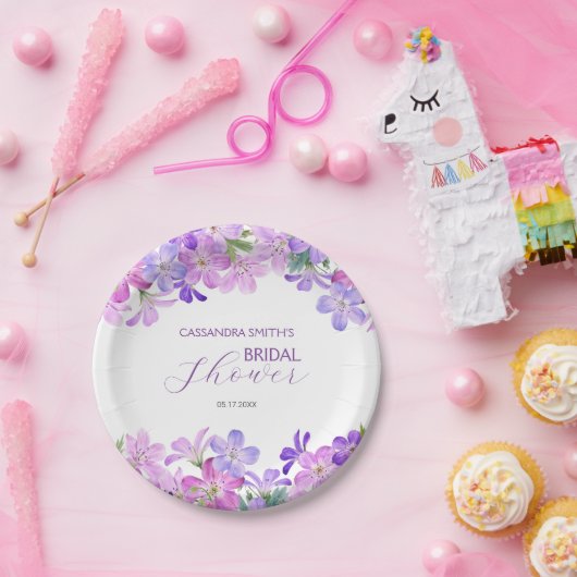 Violet Geranium Bridal Brunch Dusche Pappteller (Party)