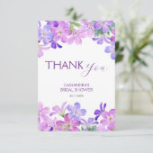 Violet Geranium Floral Brautparty Dankeskarte (Stehend Vorderseite)