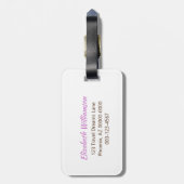 Violet Girly Glitzer Initial Monogram Custom Foto Gepäckanhänger (Rückseite vertikal)