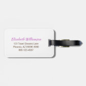 Violet Girly Glitzer Initial Monogram Custom Foto Gepäckanhänger (Rückseite horizontal)